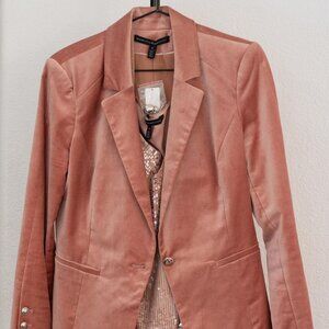 White House Black Market Velvet Pink Blazer Size 8 NWT & Matching WHBM Tank